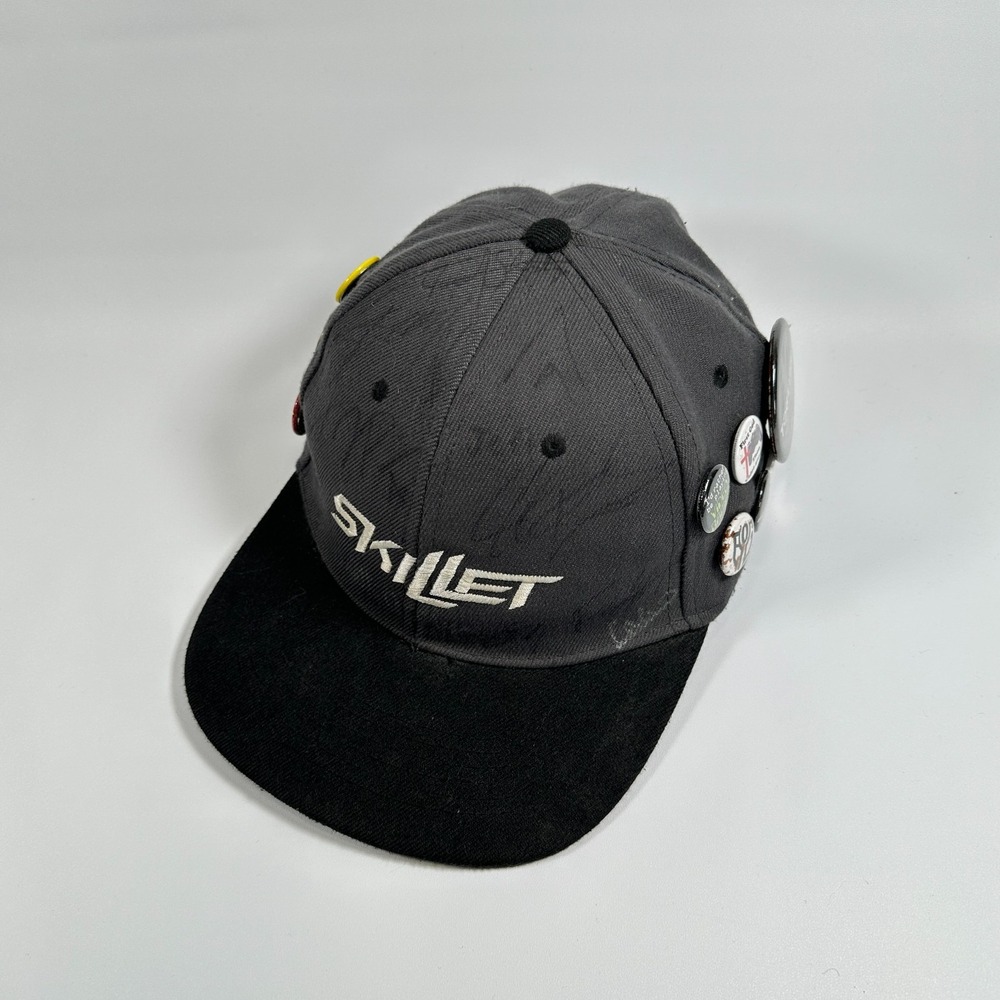 Skillet Band Snapback Hat Mens Gray Black Embroidered Rock Concert Cap With Pins